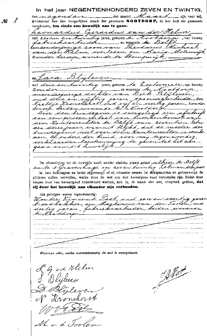 19270309 huw akte 3 Leonardus G vd Helm - Sara Blijleven